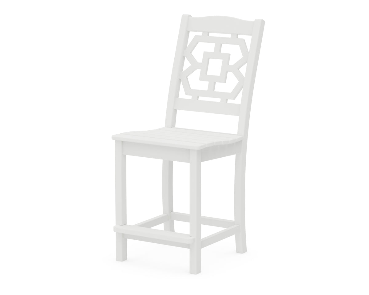 POLYWOOD Chinoiserie Counter Side Chair in White
