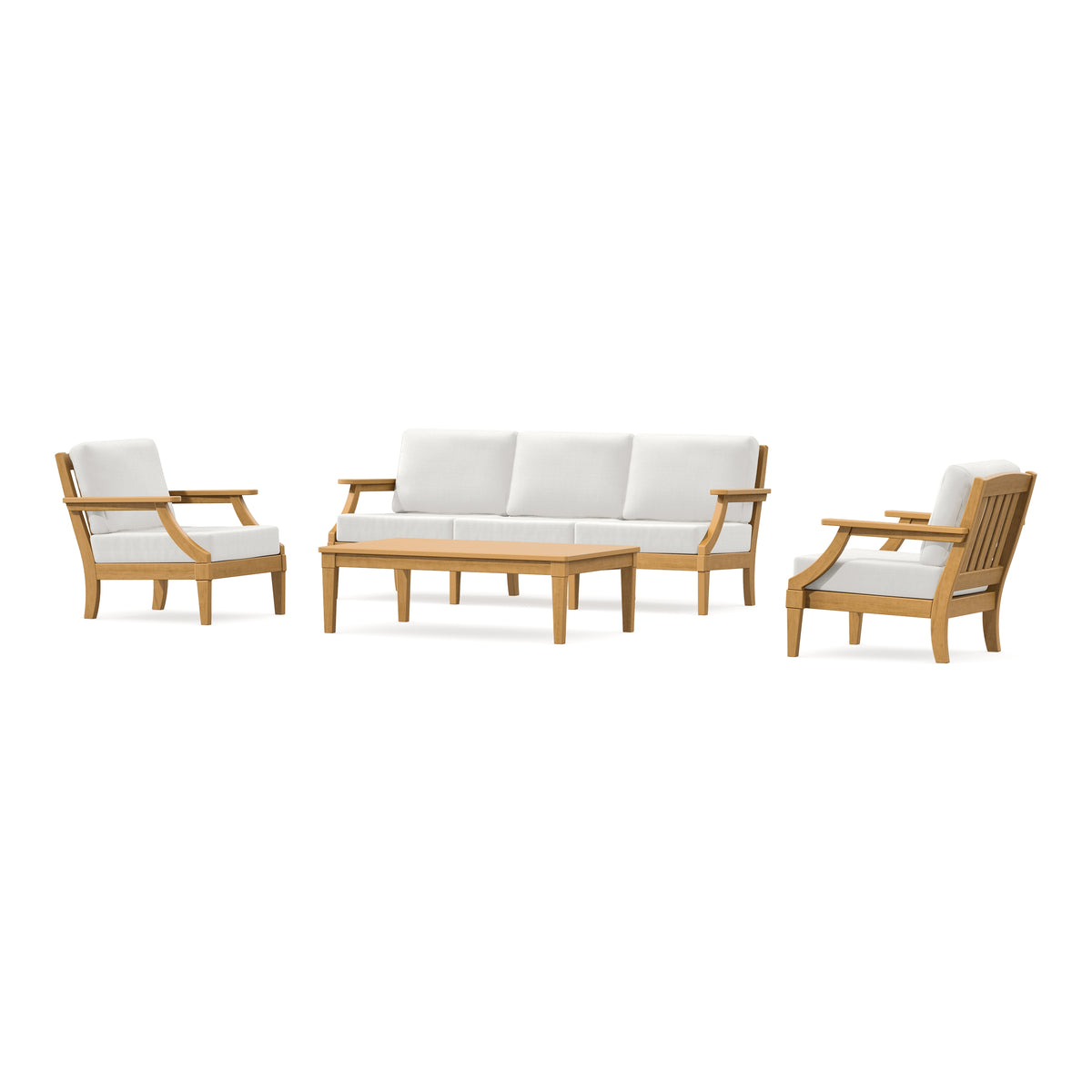 POLYWOOD PW Designer Series Estate 4-Piece Lounge Sofa Set in Natural / Natural Linen