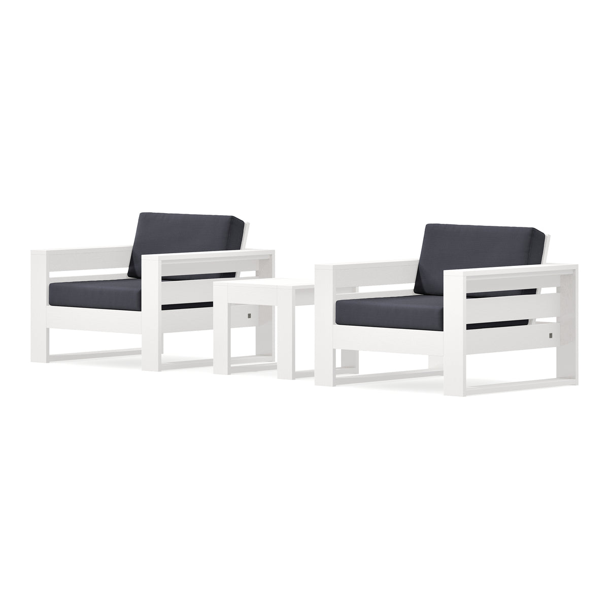POLYWOOD PW Designer Series Latitude 3-Piece Lounge Chair Set in Vintage White / Midnight Linen