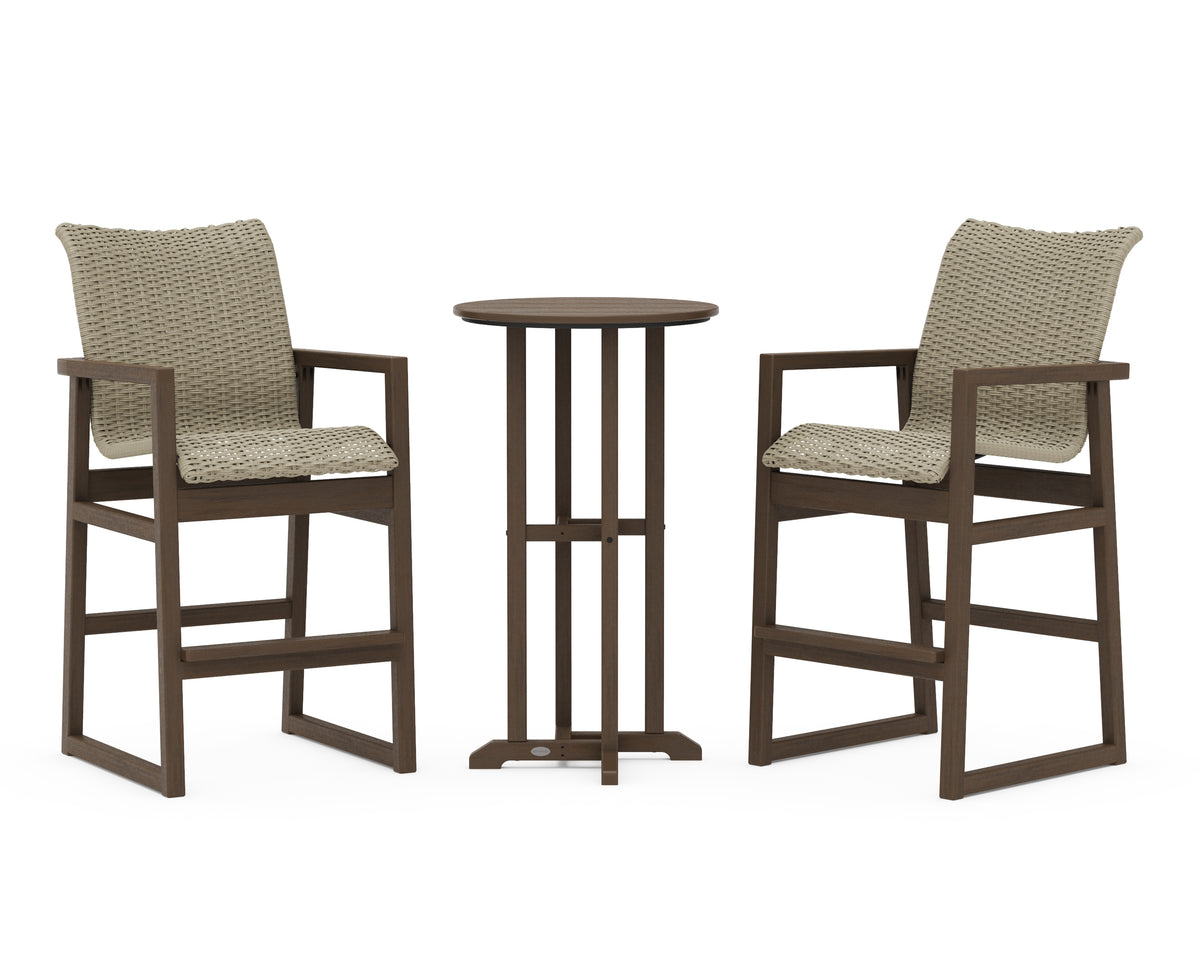 POLYWOOD EDGE Woven 3-Piece Farmhouse Bar Set in Kona / Dune Grass