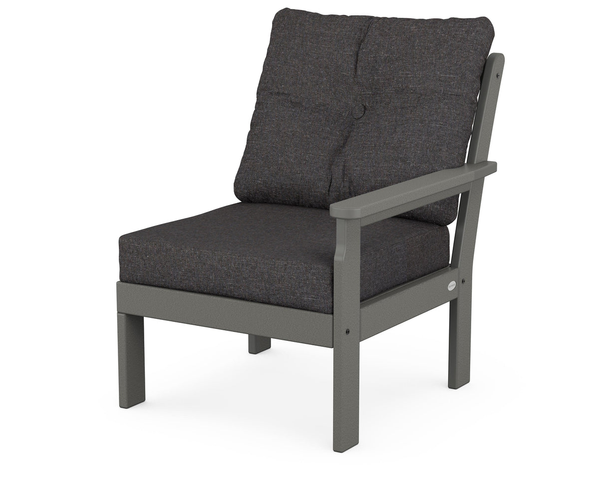 POLYWOOD Vineyard Modular Right Arm Chair in Slate Grey / Ash Charcoal