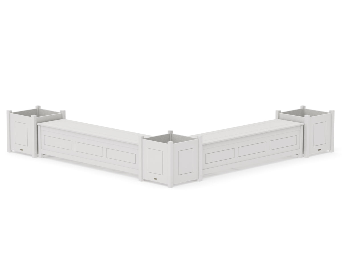 POLYWOOD 72" Country Living L-Shaped Planter Storage Bench Corner Set - Large in Vintage White