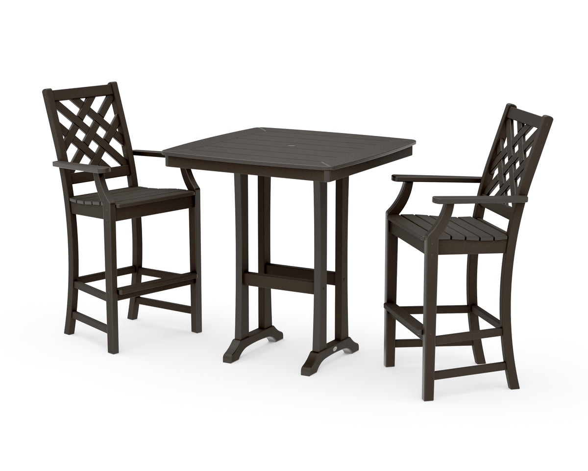 POLYWOOD Country Living Wovendale 3-Piece Bar Set in Vintage Coffee