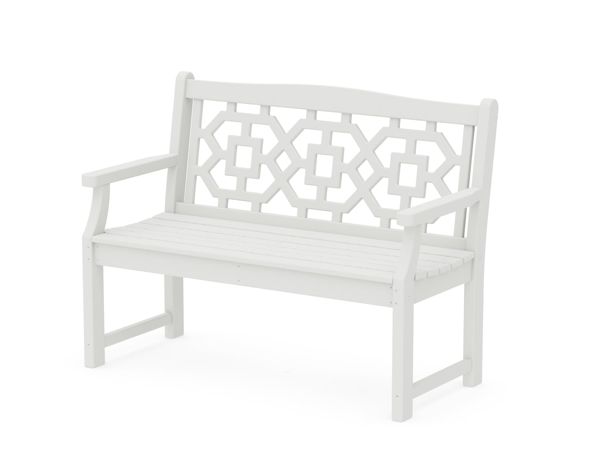 POLYWOOD Chinoiserie 48" Garden Bench in Vintage White