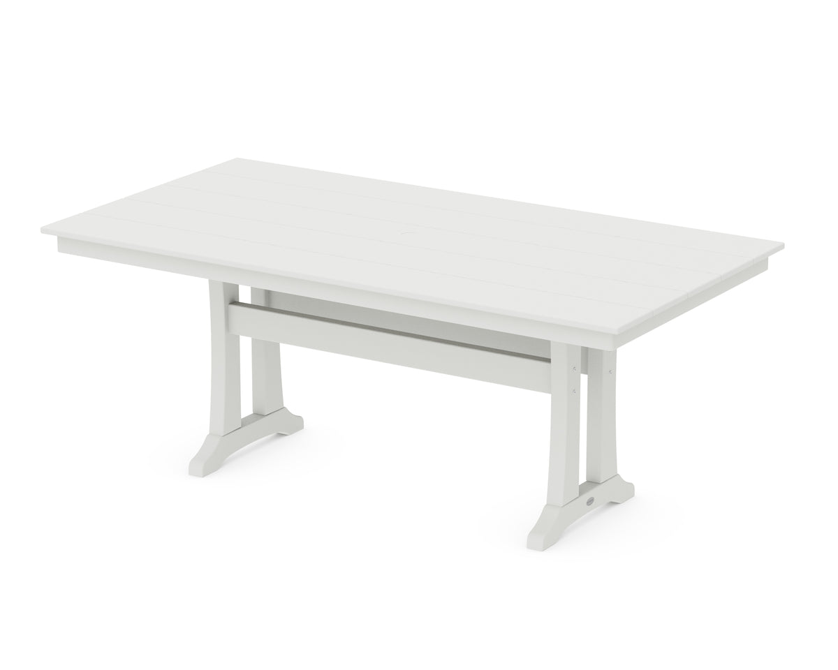 POLYWOOD Farmhouse Trestle 37" x 72" Dining Table in Vintage White