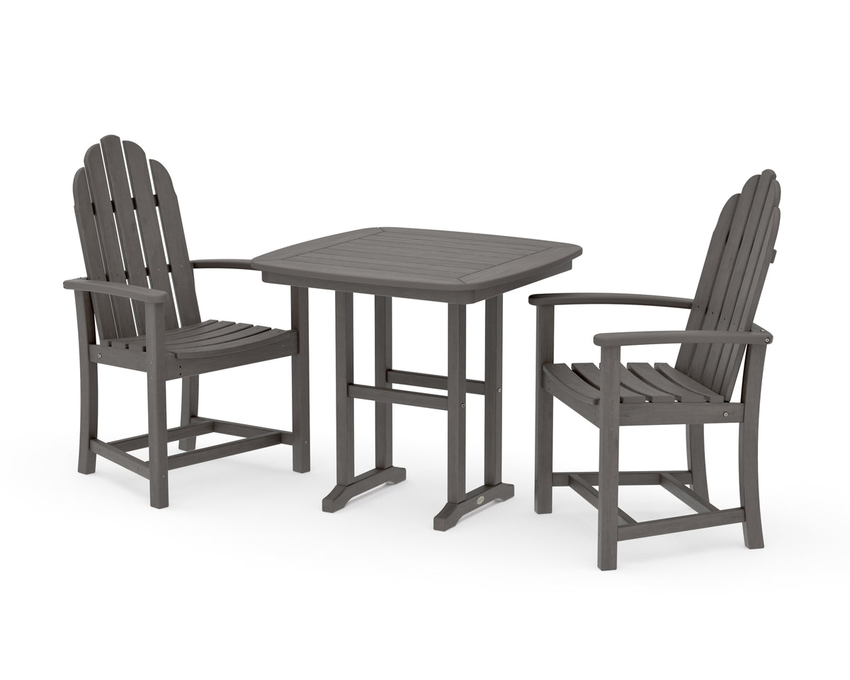 POLYWOOD Classic Adirondack 3-Piece Dining Set in Driftwood