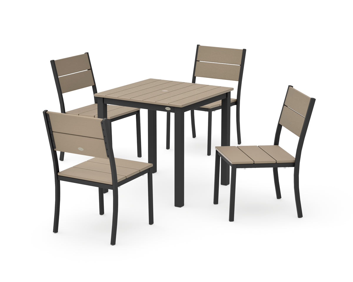 POLYWOOD Main Street 5-Piece Square Dining Set- Small in Black / Vintage Sahara