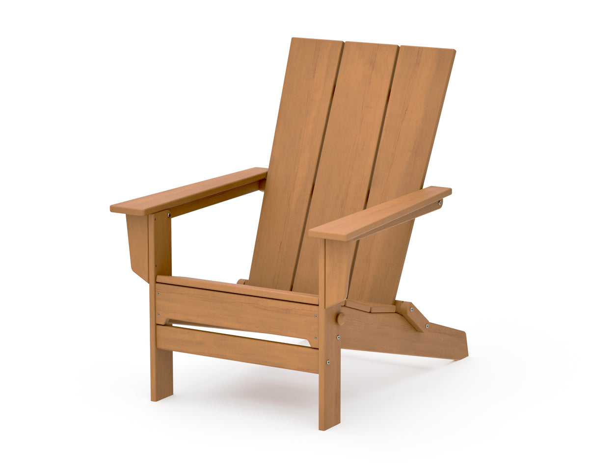 POLYWOOD Modern Studio Folding Adirondack Chair in Natural