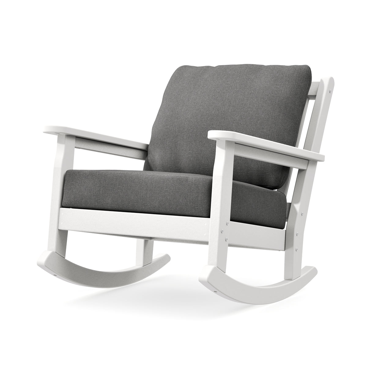 POLYWOOD Chippendale Deep Seating Rocking Chair in White / Ash Charcoal