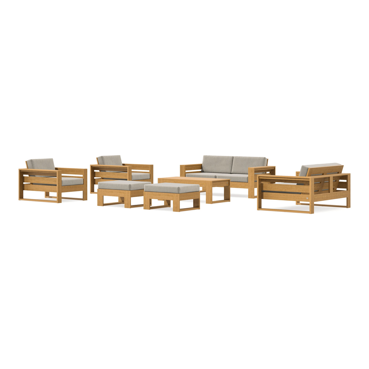 POLYWOOD PW Designer Series Latitude 7-Piece Lounge Loveseat Set in Natural / Cast Ash