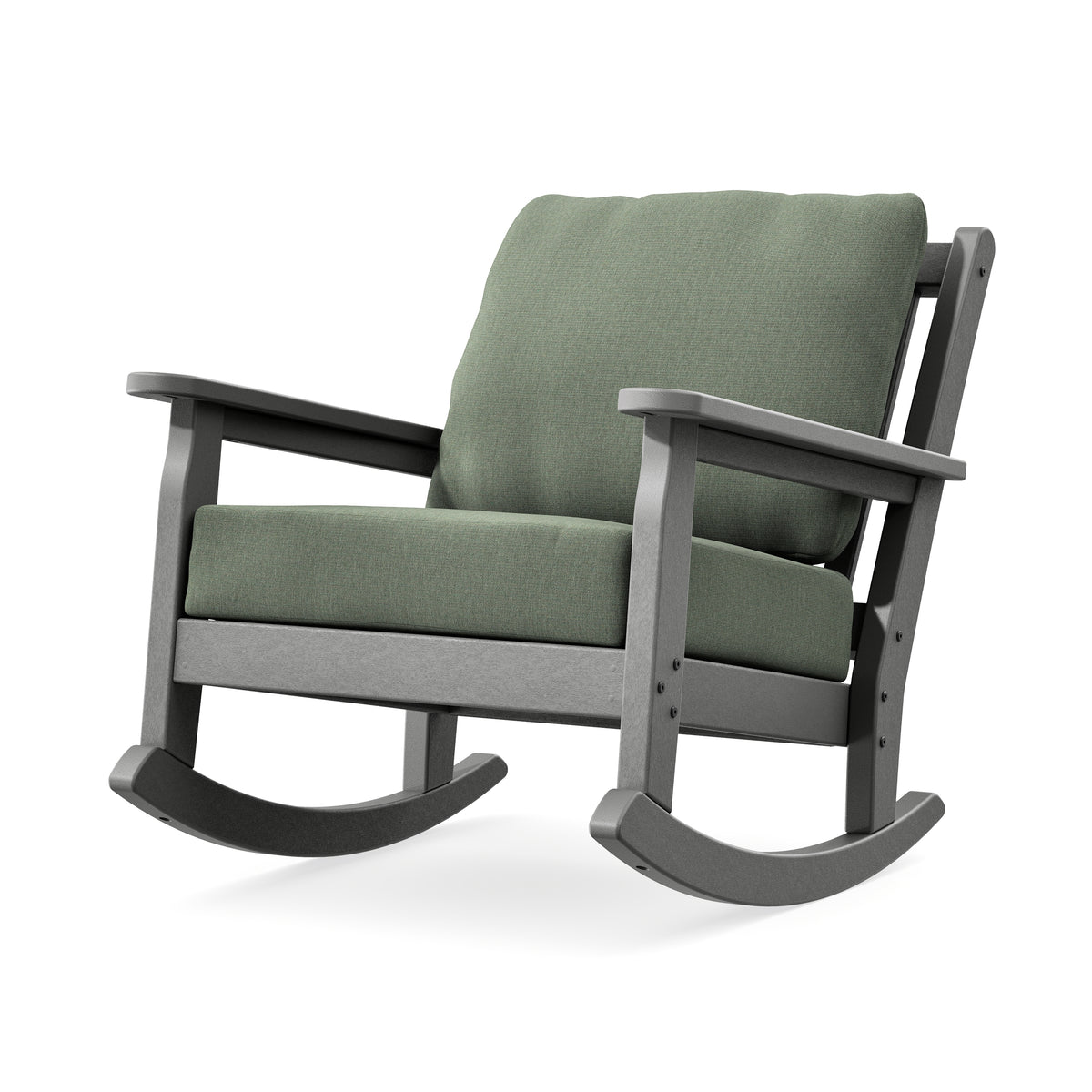 POLYWOOD Chippendale Deep Seating Rocking Chair in Slate Grey / Cast Sage