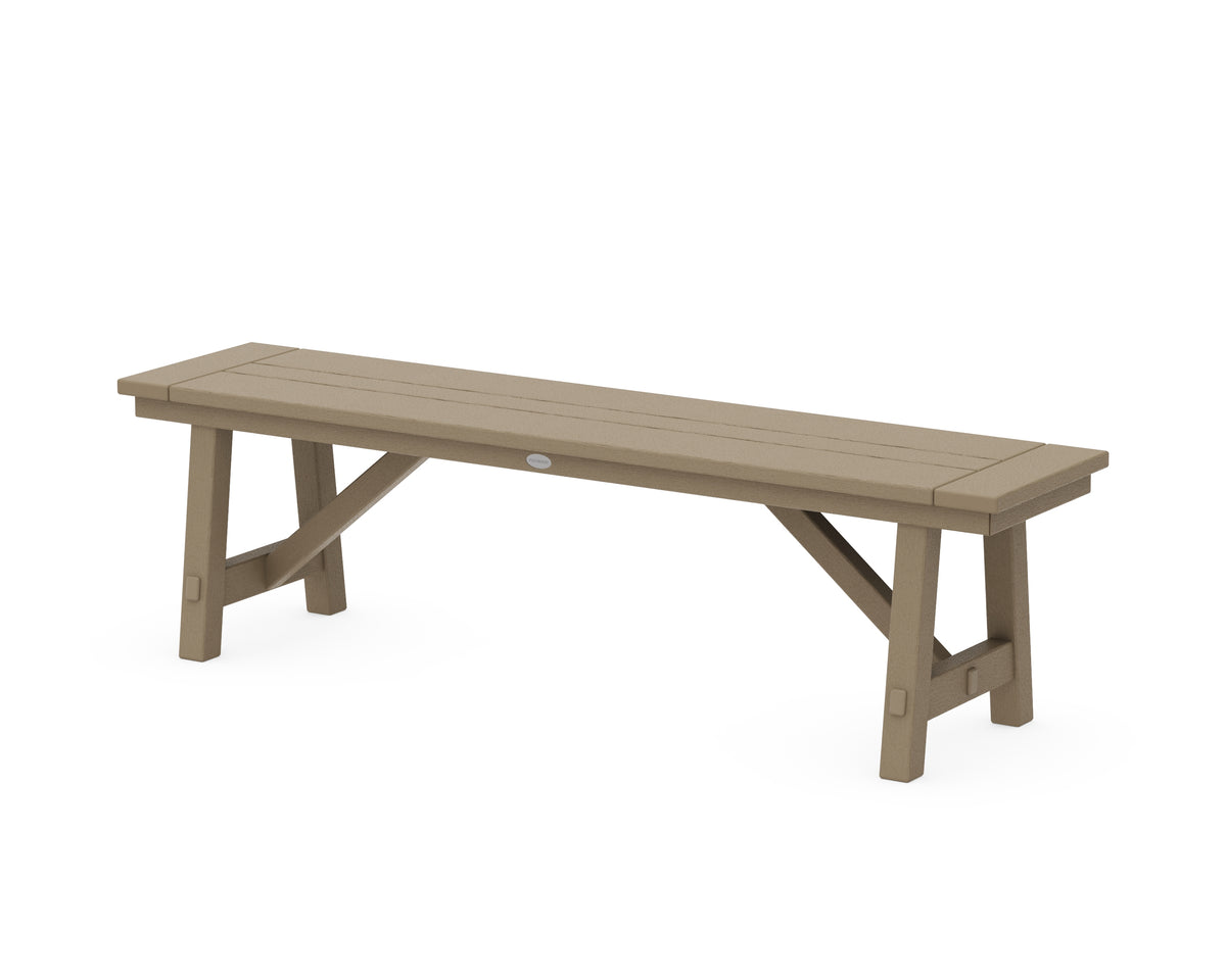 POLYWOOD Rustic Farmhouse 60" Backless Bench in Vintage Sahara