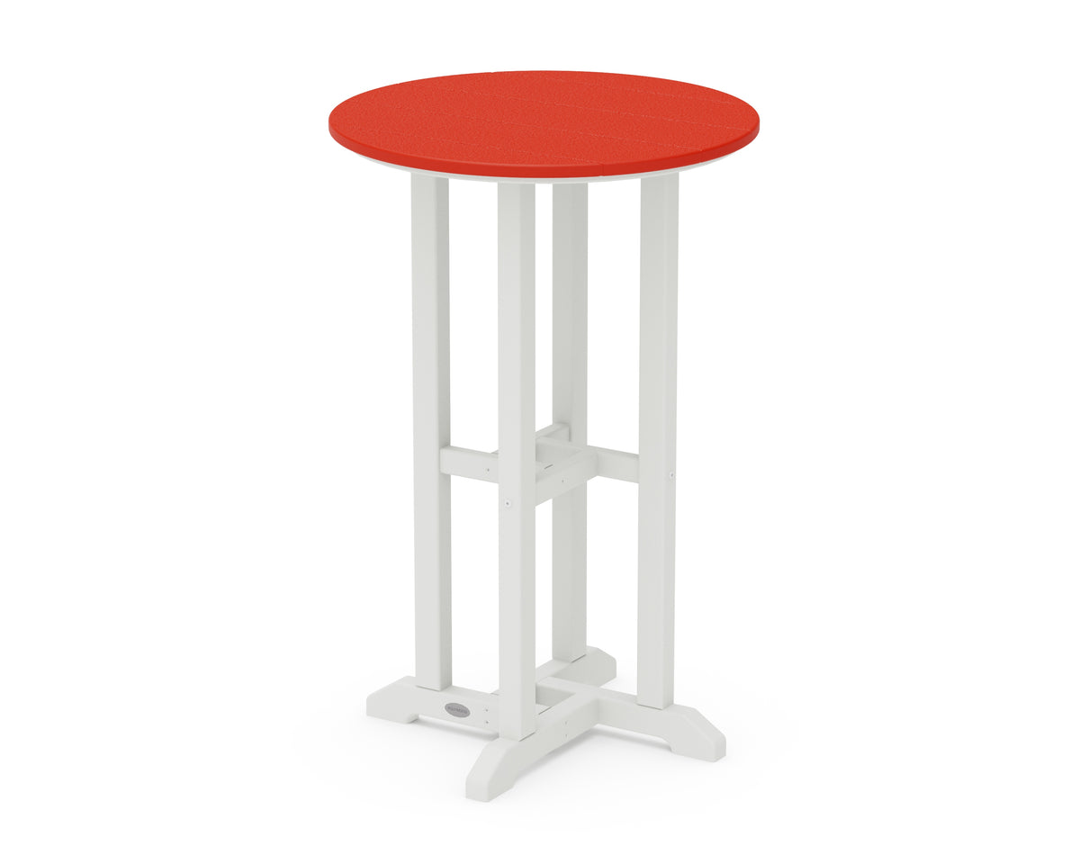 POLYWOOD Contempo 24" Round Counter Table in White / Sunset Red