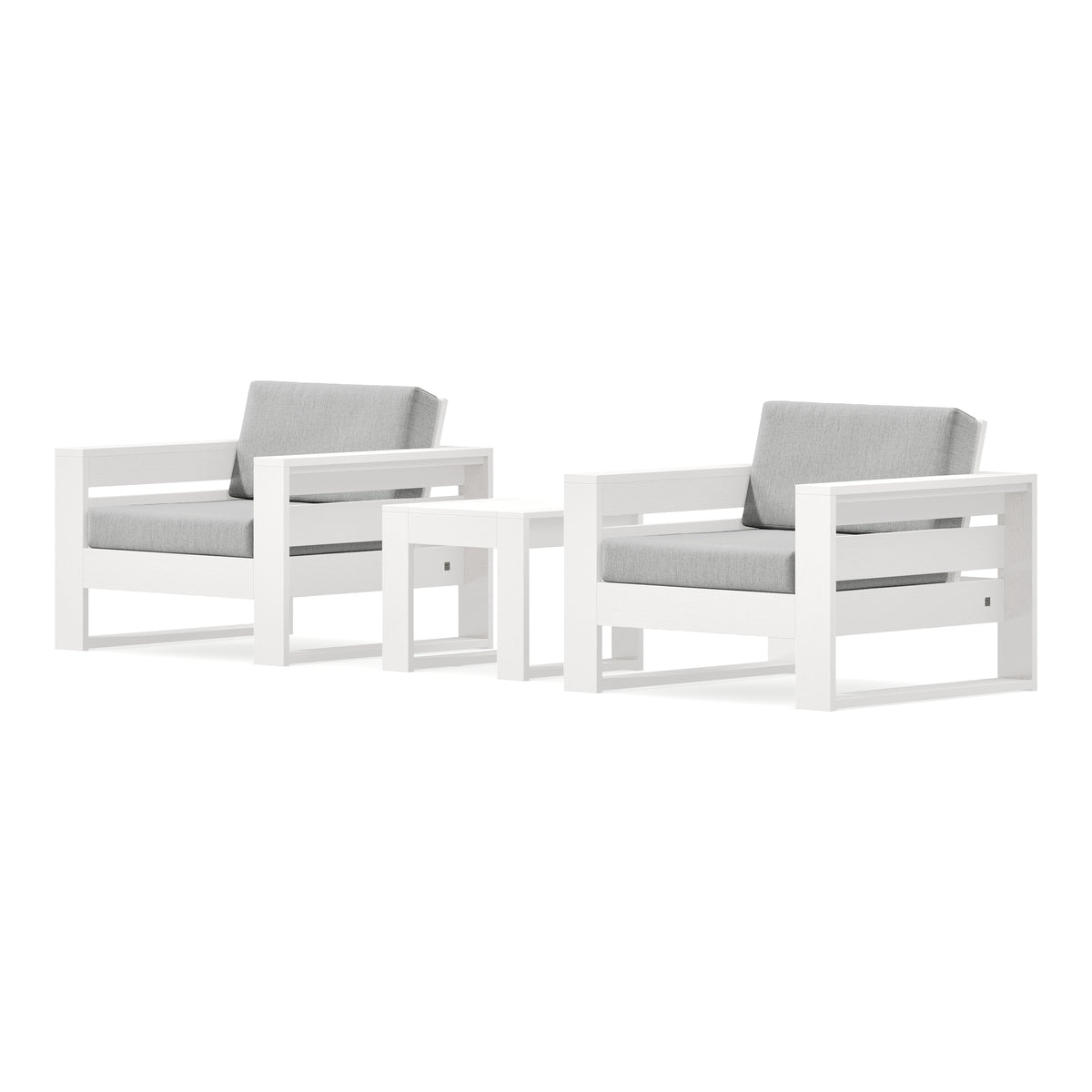 POLYWOOD PW Designer Series Latitude 3-Piece Lounge Chair Set in Vintage White / Granite