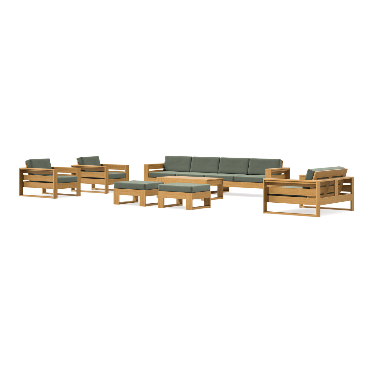 POLYWOOD PW Designer Series Latitude 8-Piece Lounge Sofa Set in Natural / Cast Sage