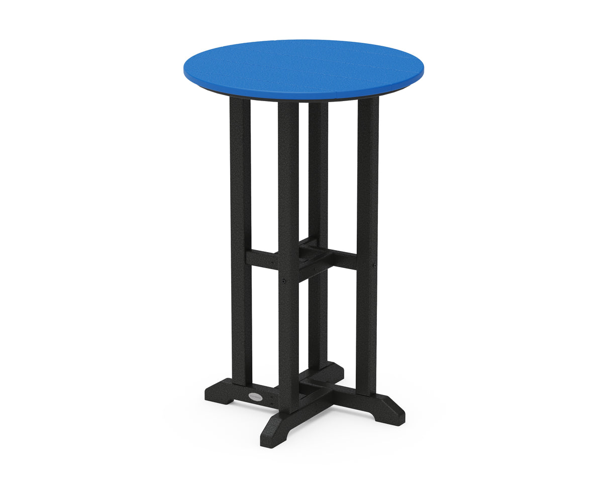 POLYWOOD Contempo 24" Round Counter Table in Black / Pacific Blue