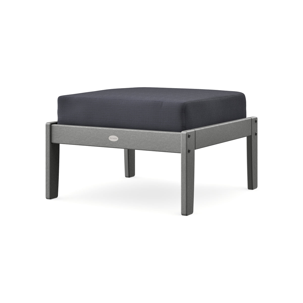 POLYWOOD Braxton Deep Seating Ottoman in Slate Grey / Midnight Linen