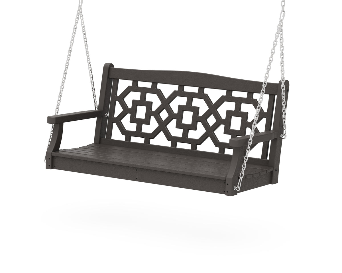 POLYWOOD Chinoiserie 48" Swing in Vintage Coffee