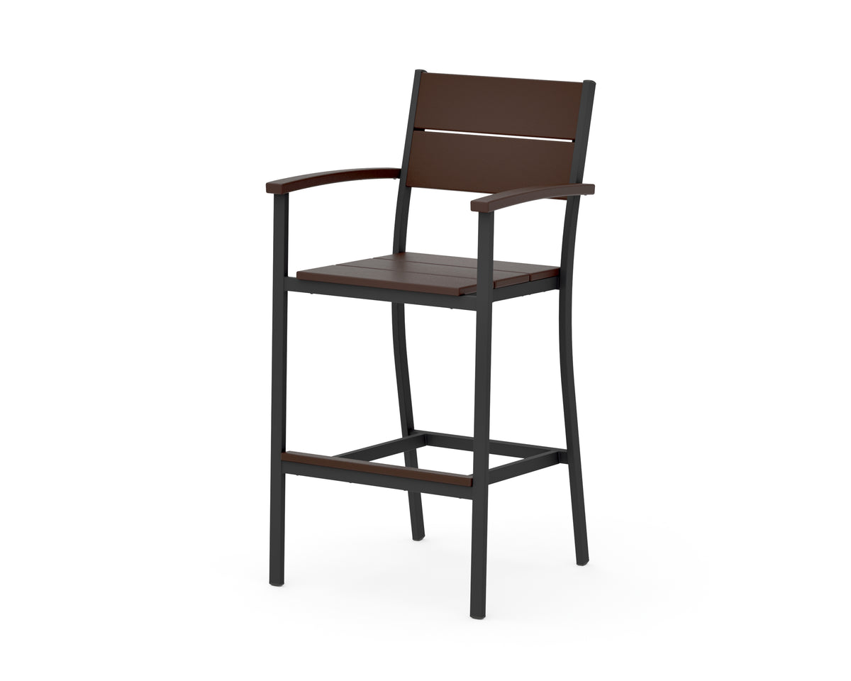 POLYWOOD Main Street Bar Arm Chair in Black / Mahogany