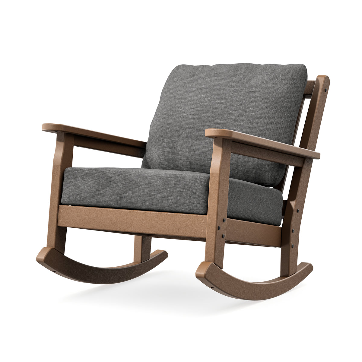 POLYWOOD Chippendale Deep Seating Rocking Chair in Teak / Ash Charcoal