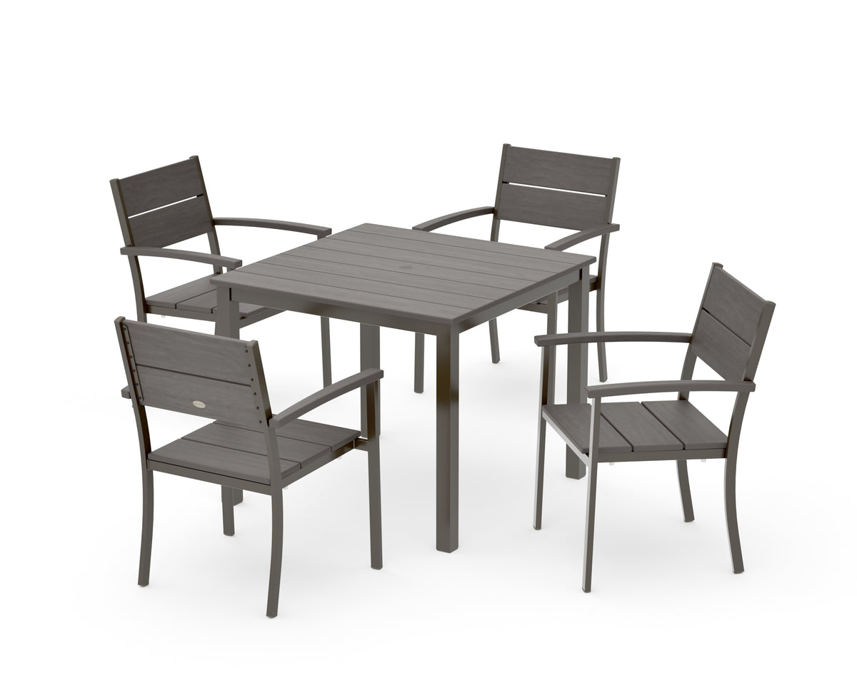 POLYWOOD Main Street 5-Piece Dining Set with Main Street 36" x 36" Dining Table in Bronze / Driftwood
