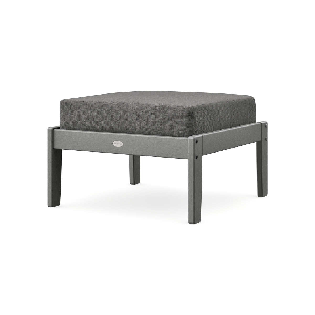 POLYWOOD Braxton Deep Seating Ottoman in Slate Grey / Ash Charcoal