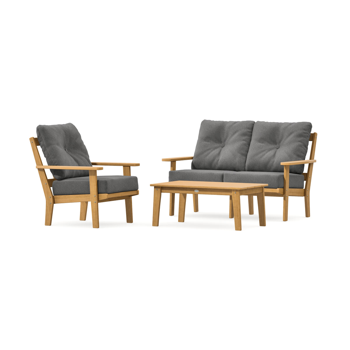 POLYWOOD Prairie 3-Piece Deep Seating Set with Loveseat in Natural