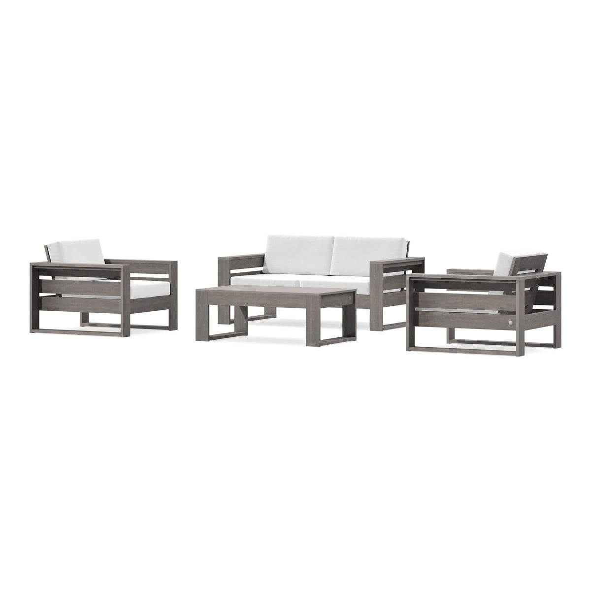 POLYWOOD PW Designer Series Latitude 4-Piece Lounge Loveseat Set in Driftwood / Natural