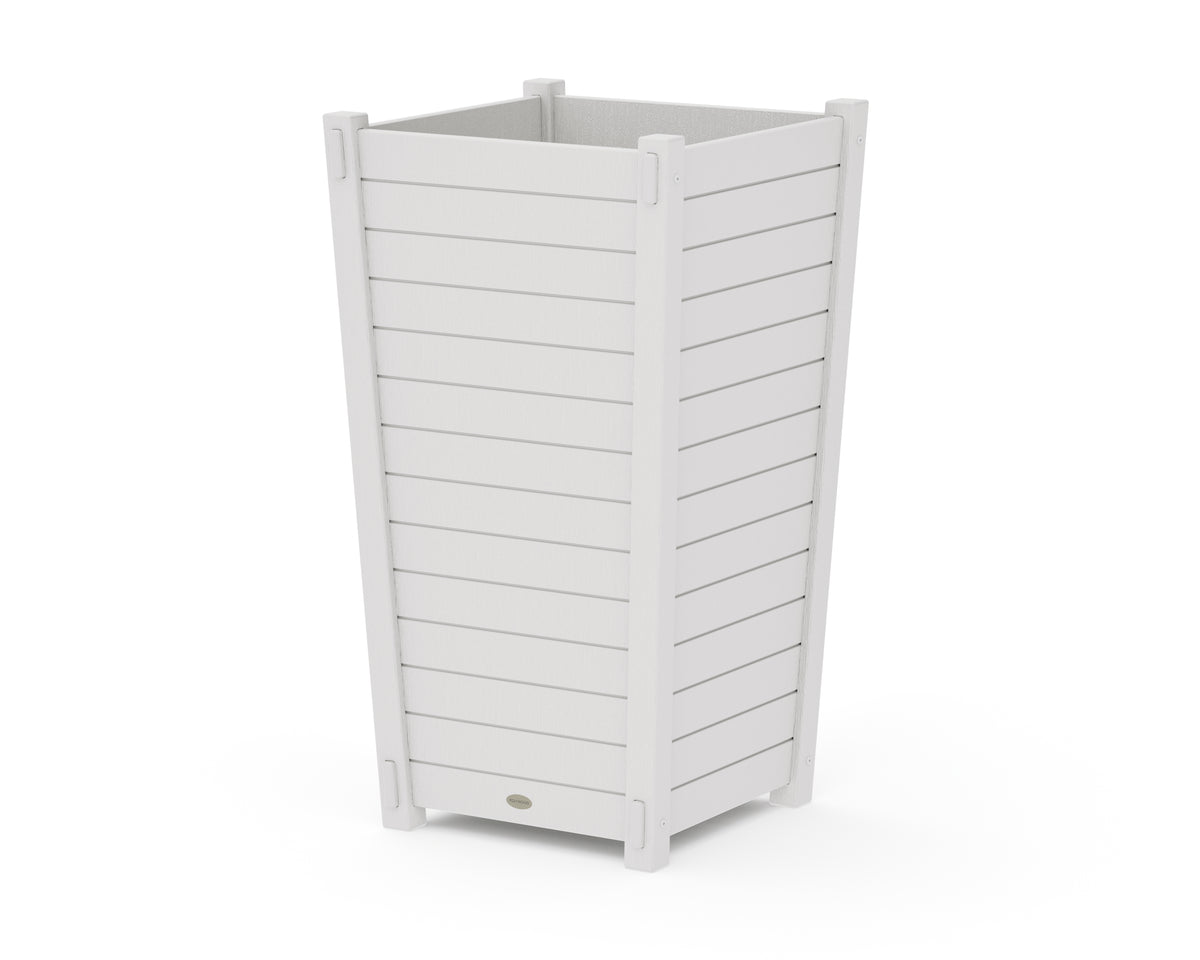 POLYWOOD Nautical Large Tapered Square Tall Planter Box in Vintage White