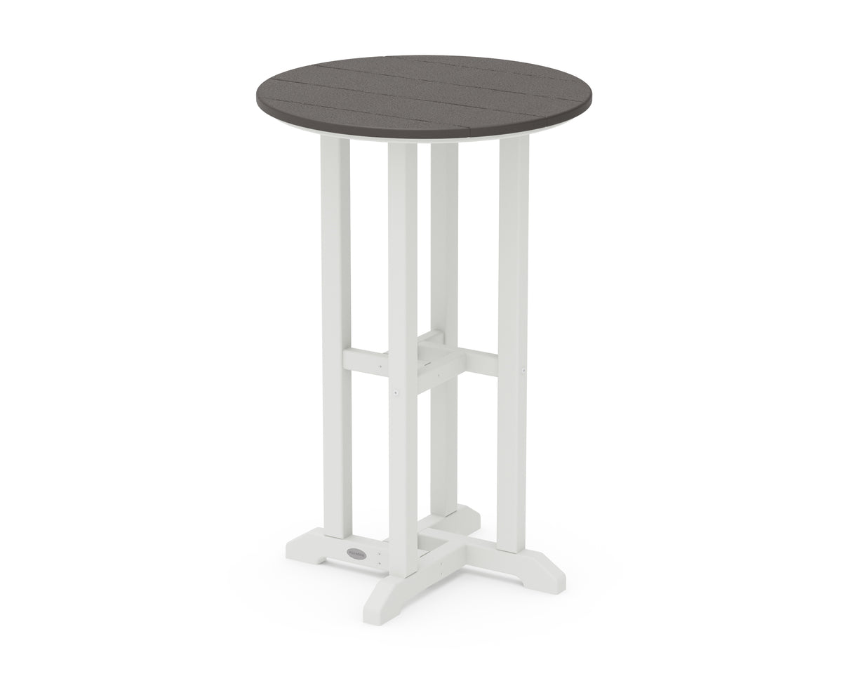 POLYWOOD Contempo 24" Round Counter Table in White / Vintage Coffee