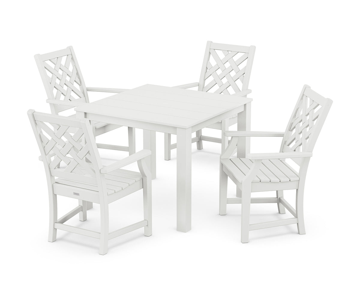 POLYWOOD Wovendale 5-Piece Parsons Dining Set in White