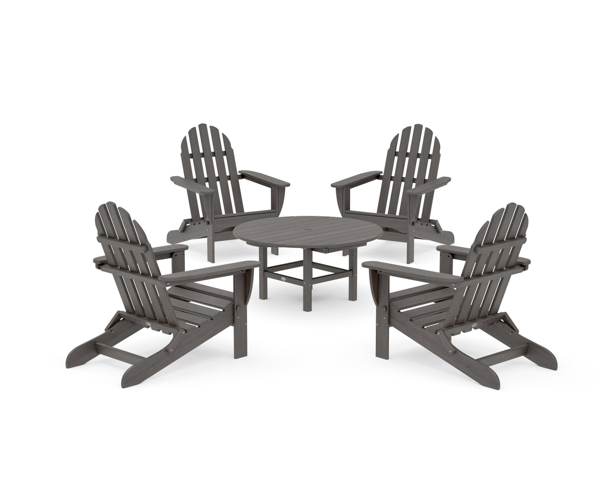 POLYWOOD Classic Folding Adirondack 5-Piece Conversation Group in Driftwood