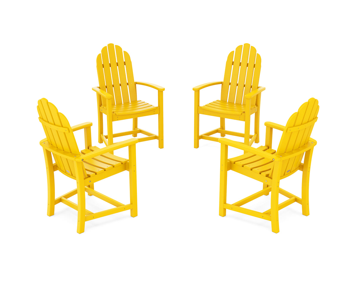 POLYWOOD Classic 4-Piece Upright Adirondack Conversation Set in Lemon