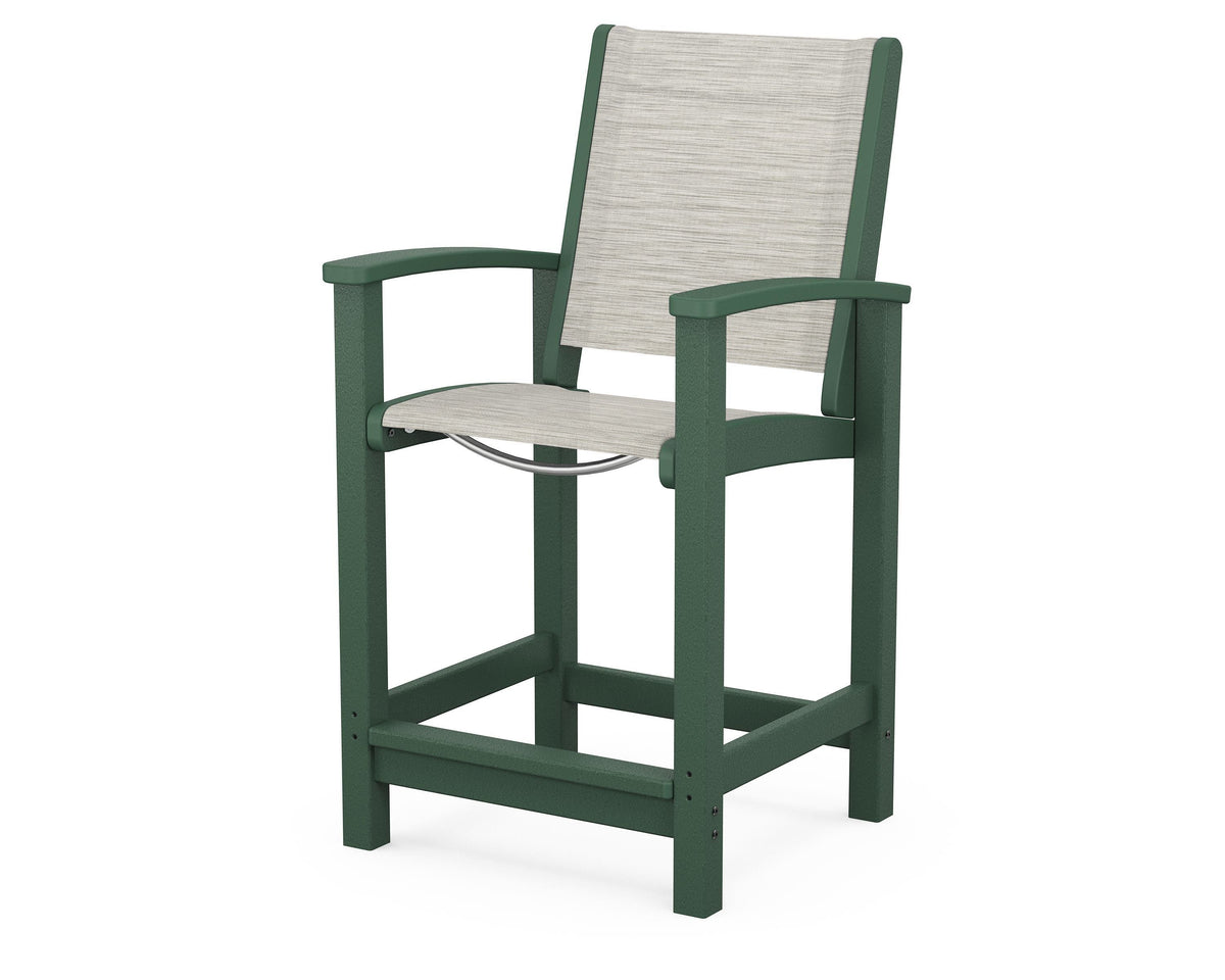 POLYWOOD Coastal Counter Chair in Green / Birch