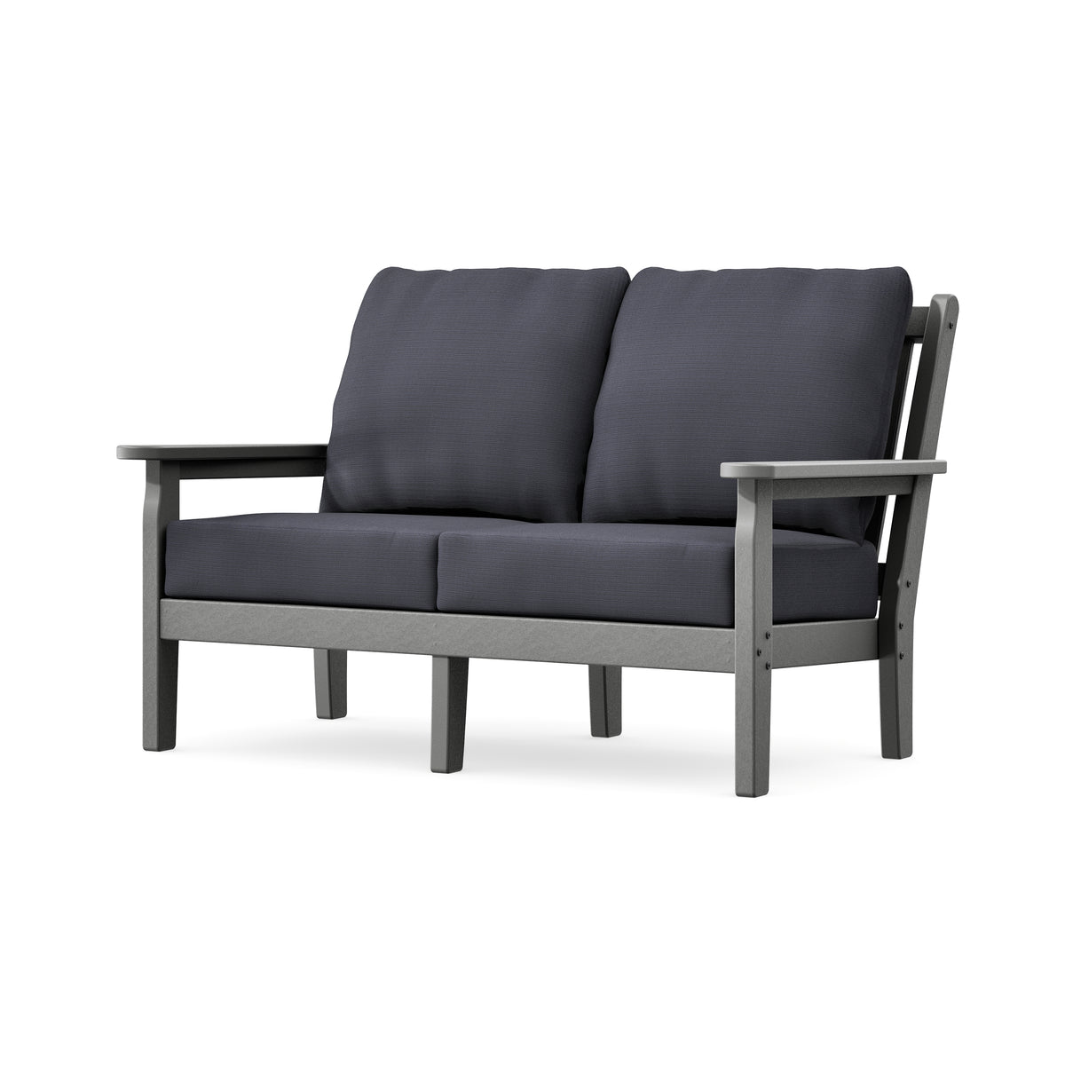 POLYWOOD Chippendale Deep Seating Loveseat in Slate Grey / Midnight Linen