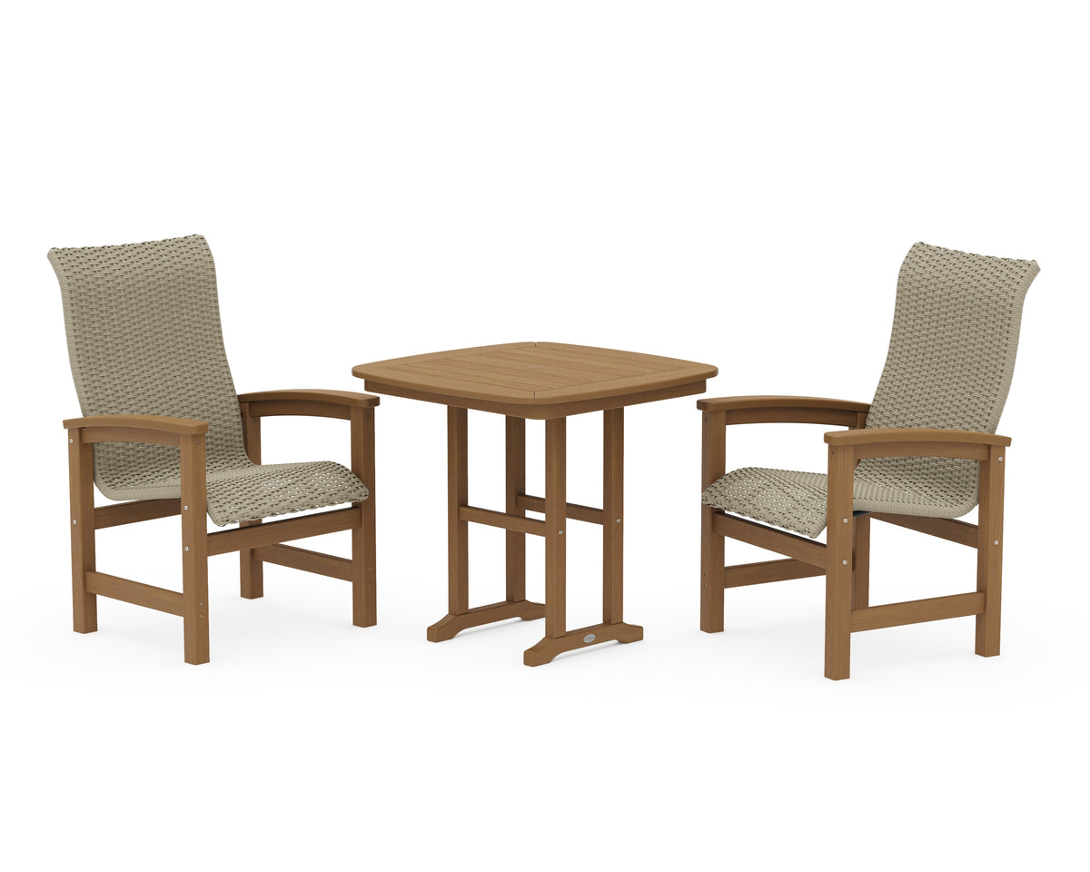 POLYWOOD Coastal Woven High-Back 3-Piece Dining Set in Natural / Dune Grass