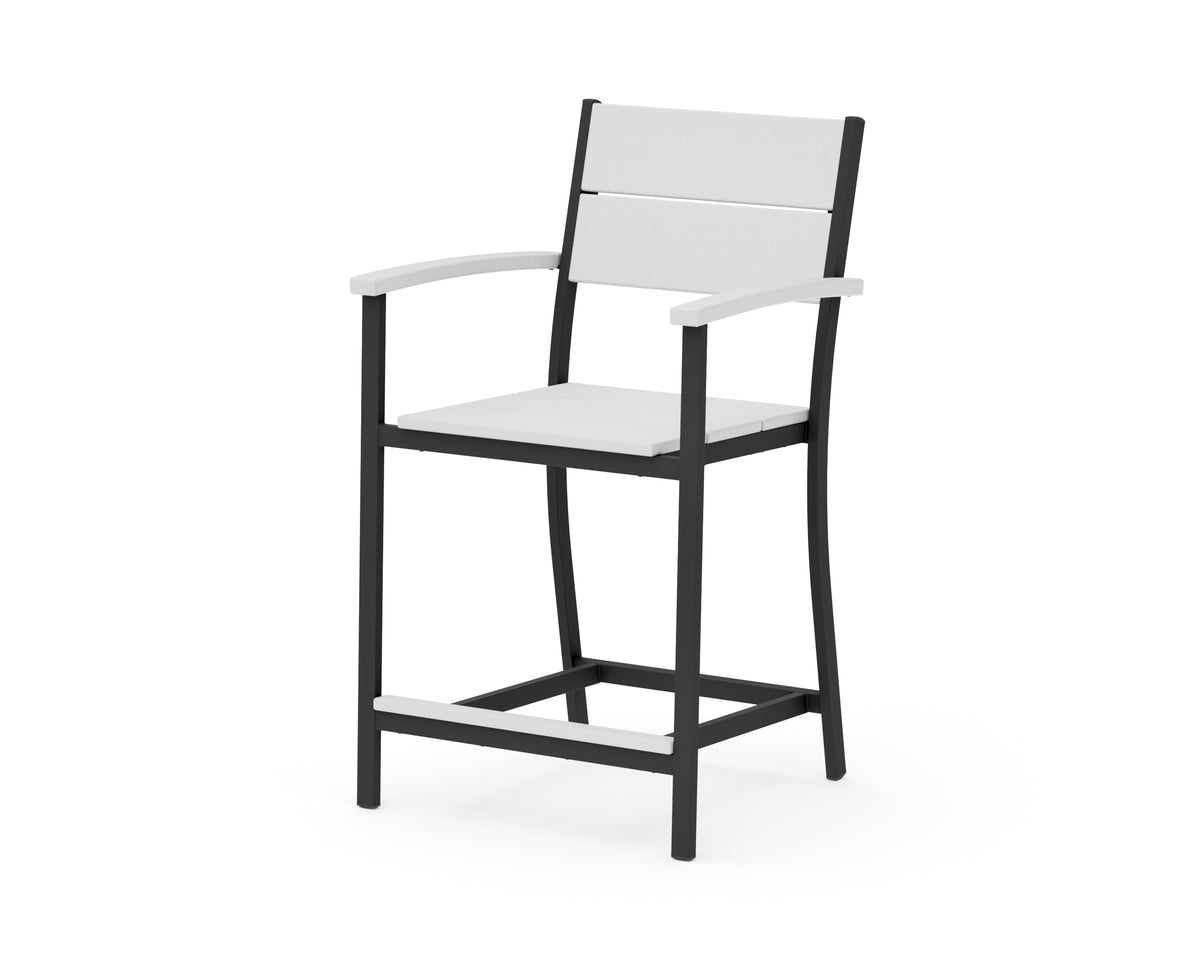 POLYWOOD Main Street Counter Arm Chair in Black / Vintage White