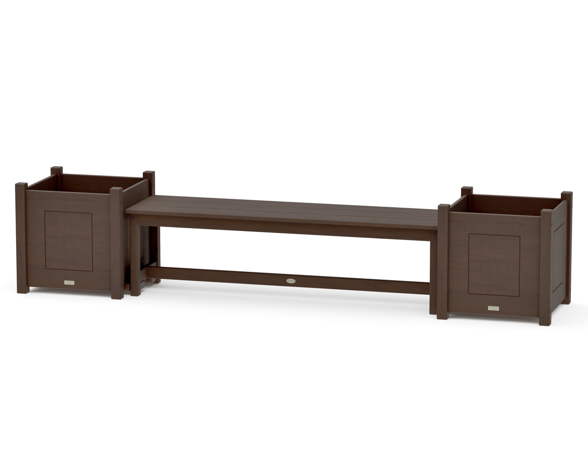 POLYWOOD 60" Country Living Straight Planter Bench Set - Large in Kona
