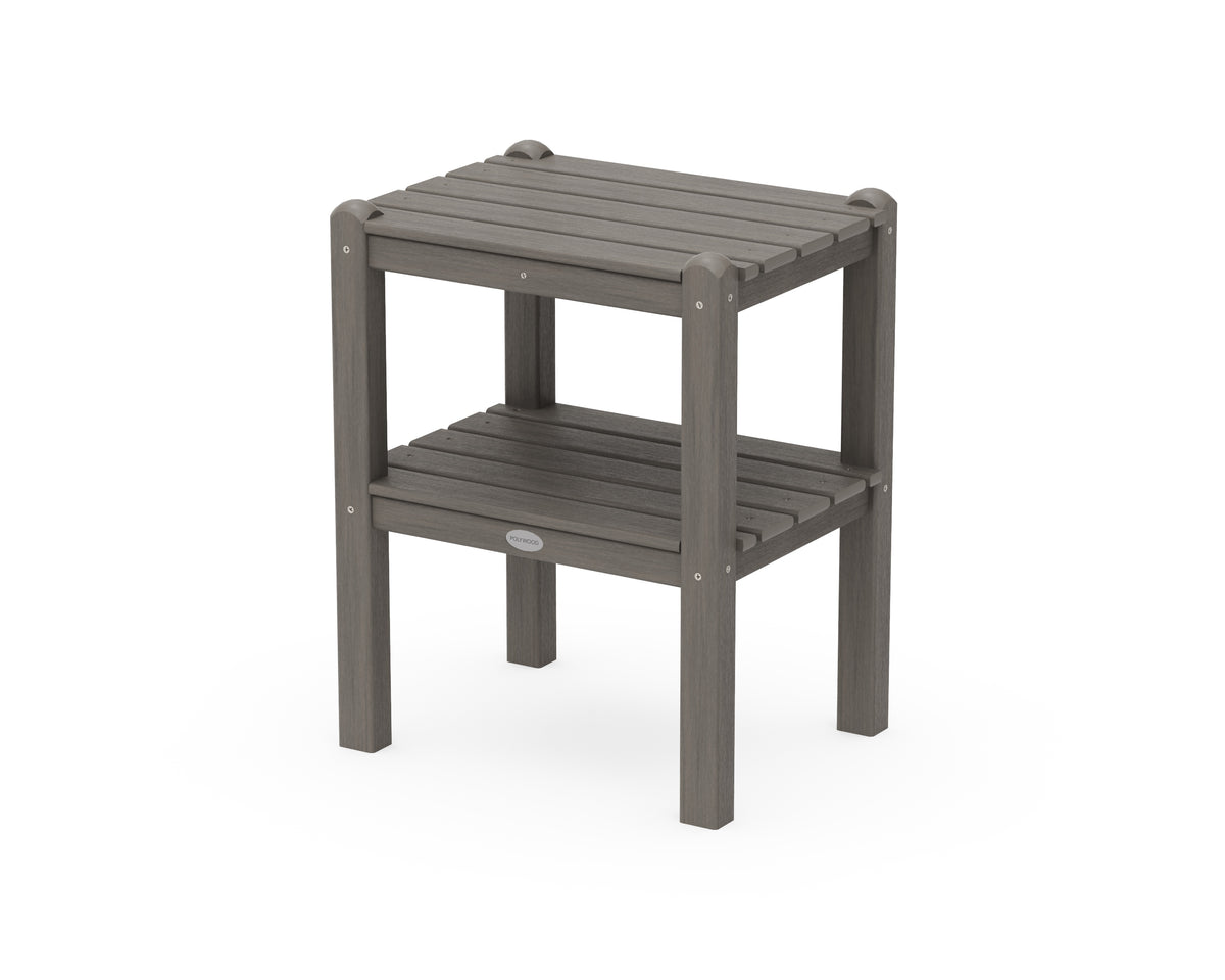 POLYWOOD Two Shelf Side Table in Driftwood