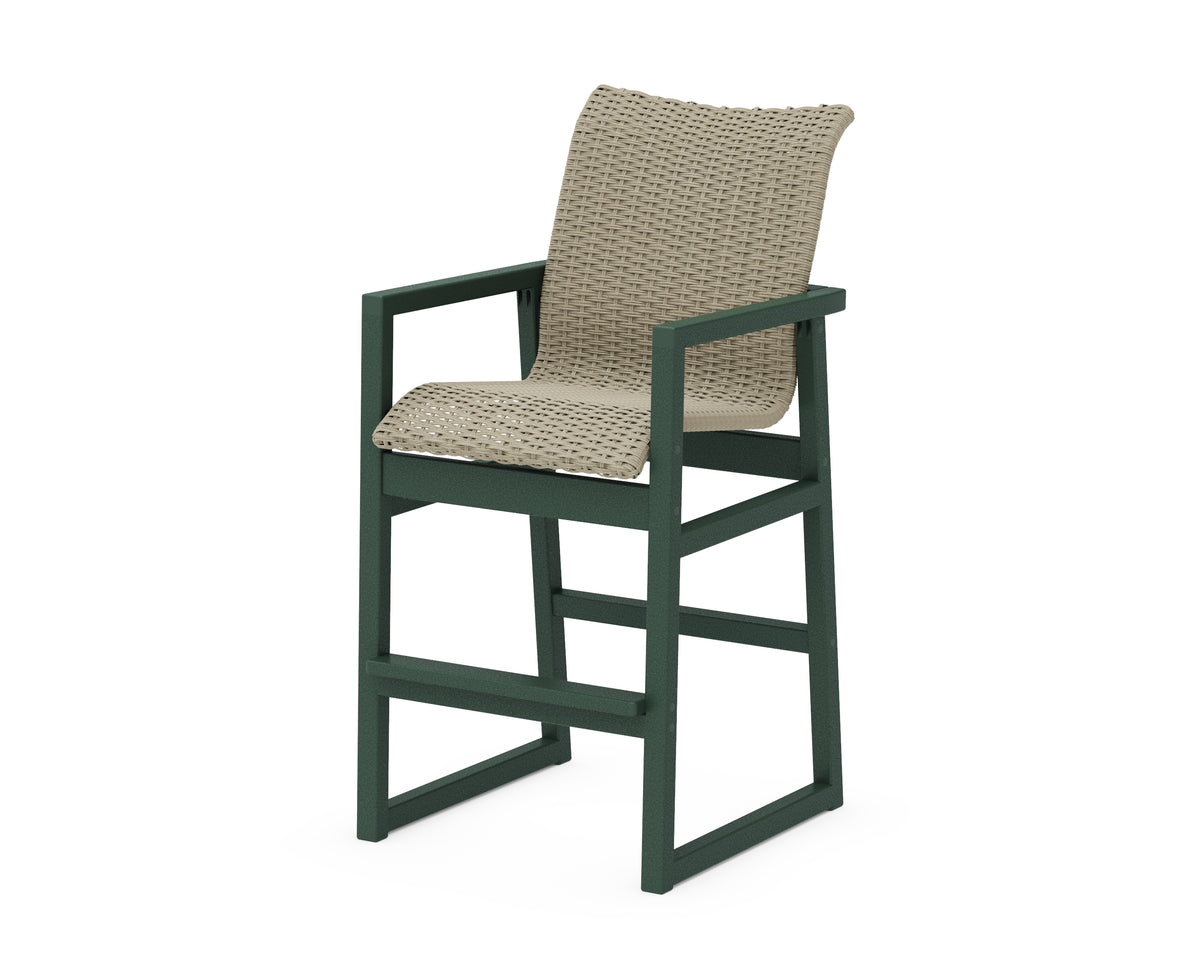 POLYWOOD EDGE Woven Bar Arm Chair in Green / Dune Grass