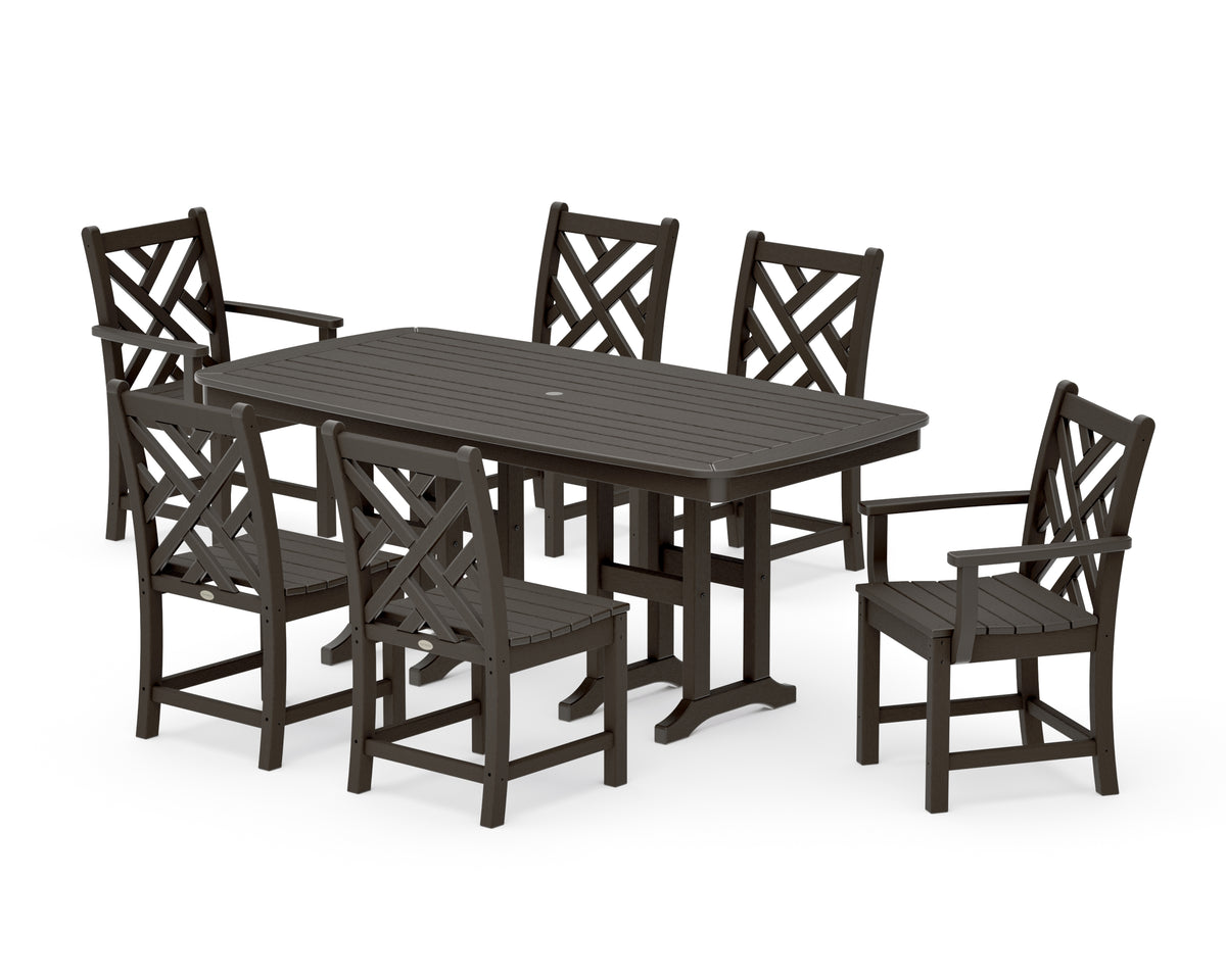 POLYWOOD Chippendale 7-Piece Dining Set in Vintage Coffee