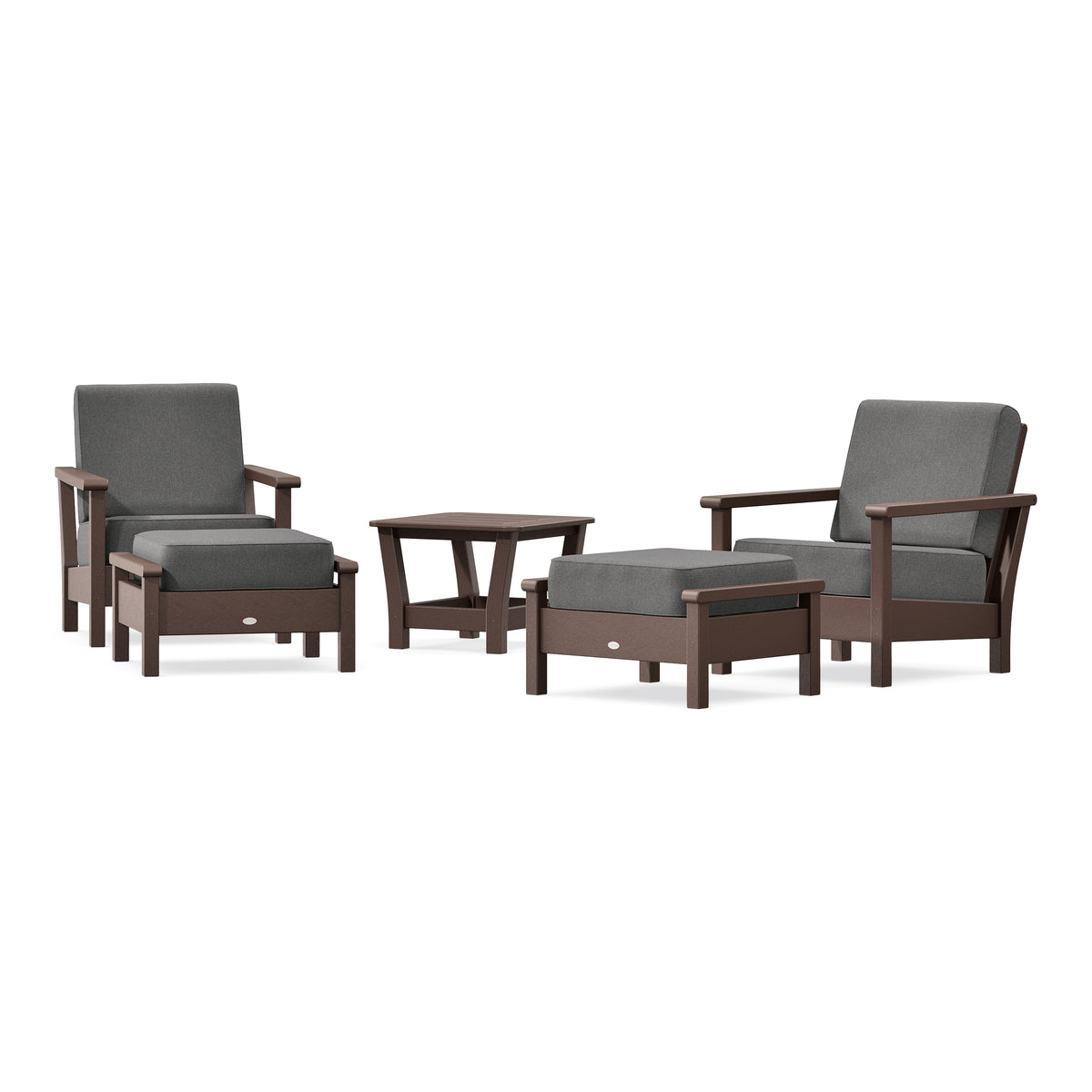 POLYWOOD Harbour 5-Piece Deep Seating Chair Set in Mahogany