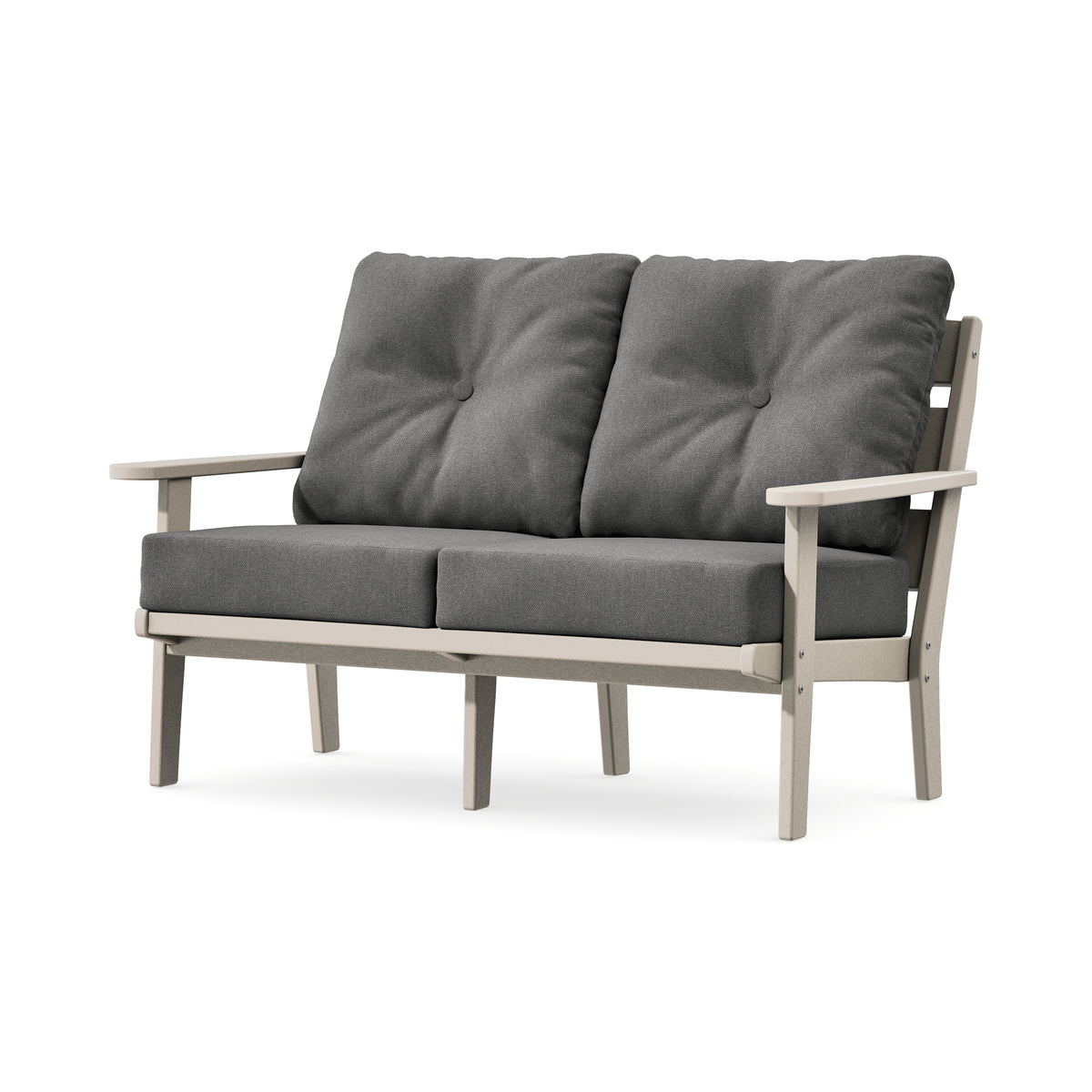 POLYWOOD Lakeside Deep Seating Loveseat in Sand / Ash Charcoal