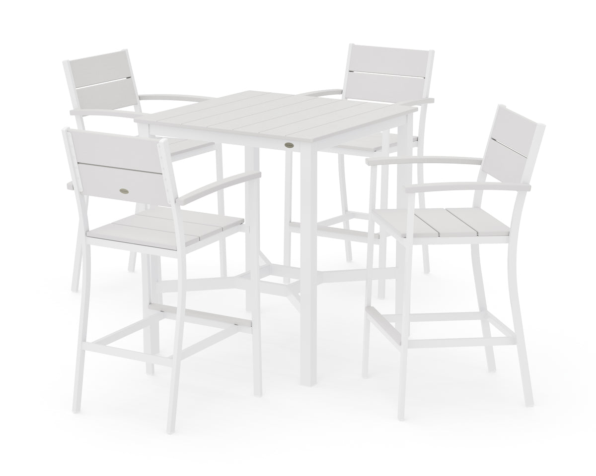 POLYWOOD Main Street 5-Piece Bar Set in White / Vintage White