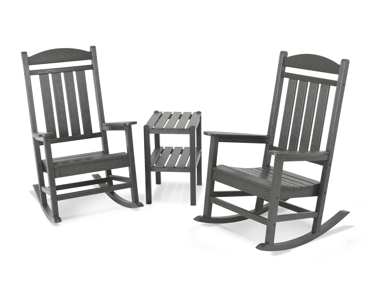 POLYWOOD Presidential 3-Piece Rocker Set in Slate Grey