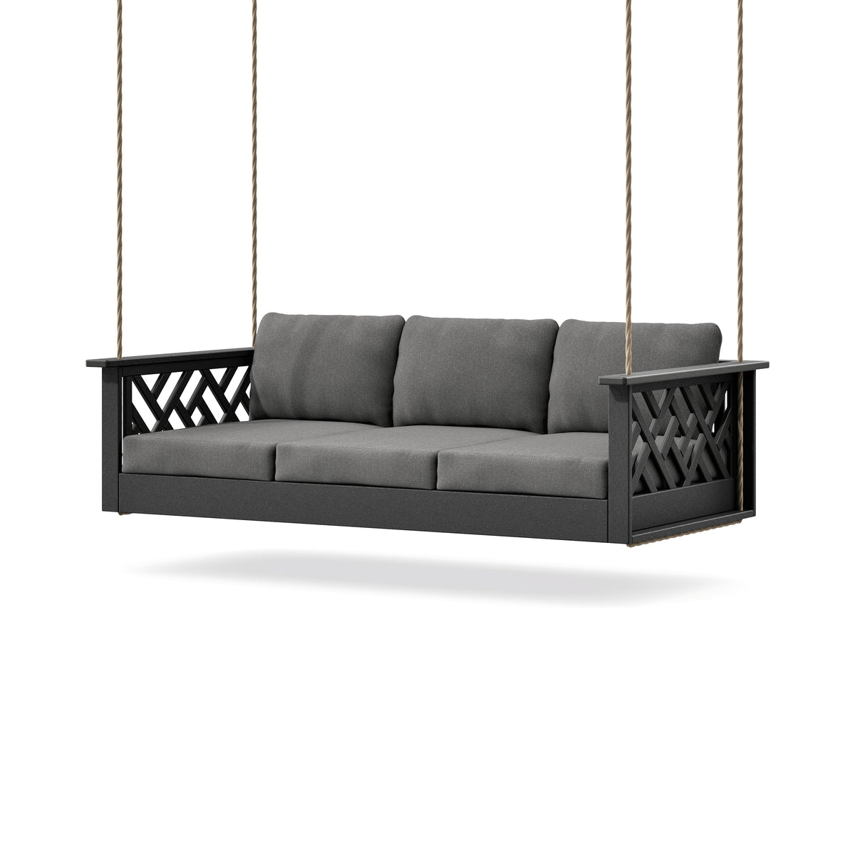 POLYWOOD Chippendale Daybed Swing in Black / Ash Charcoal