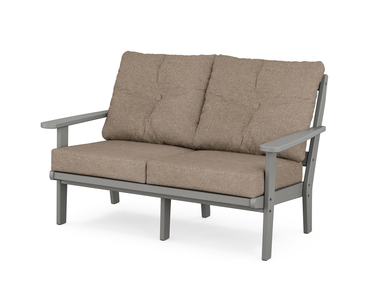 POLYWOOD Mission Deep Seating Loveseat in Slate Grey / Spiced Burlap
