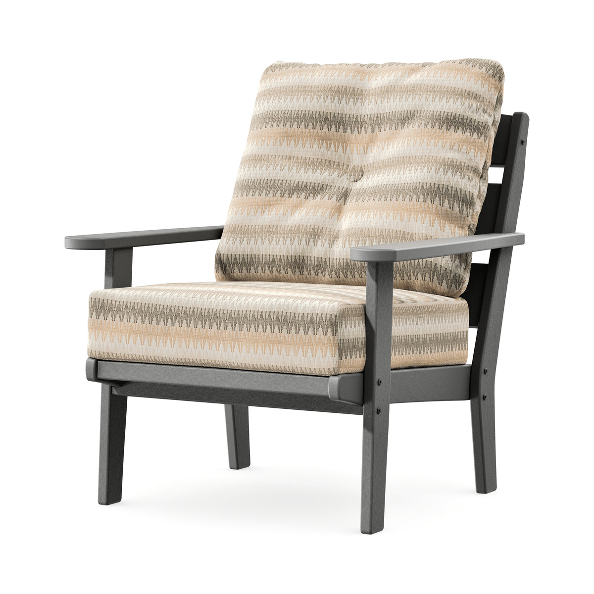 POLYWOOD Lakeside Deep Seating Chair in Slate Grey / Valley Dune