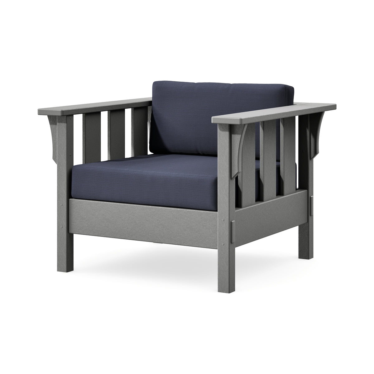 POLYWOOD Acadia Deep Seating Chair in Slate Grey / Navy Linen