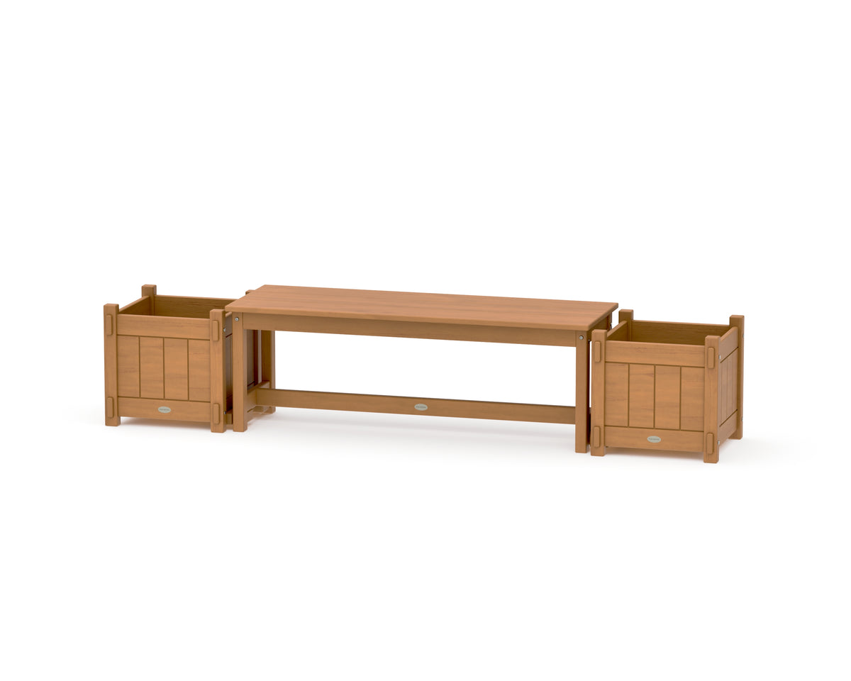 POLYWOOD 48" Vineyard Straight Planter Bench Set in Natural